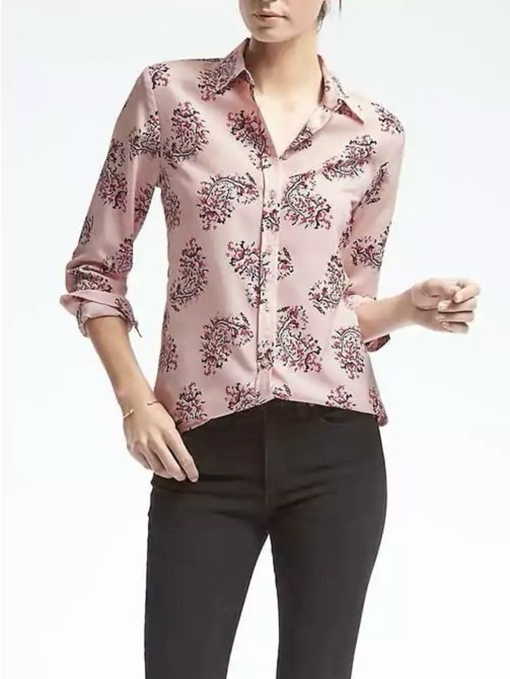 Banana Republic Pink Paisley-Print Button Down Shirt